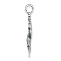 Load image into Gallery viewer, De-Ani Sterling Silver Rhodium-Plated Polished Enameled Sailfish Pendant
