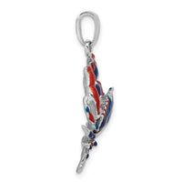 Load image into Gallery viewer, De-Ani Sterling Silver Rhodium-Plated Polished Enameled Blue Stone Crab Pendant
