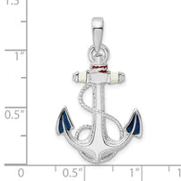Load image into Gallery viewer, De-Ani Sterling Silver Rhodium-Plated Enameled Anchor with Rope Pendant
