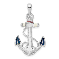 Load image into Gallery viewer, De-Ani Sterling Silver Rhodium-Plated Enameled Anchor with Rope Pendant
