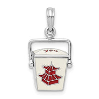 Load image into Gallery viewer, De-Ani Sterling Silver Rhodium-Plated 3D Moveable Enameled Chinese Takeout Pendant
