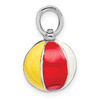 Load image into Gallery viewer, De-Ani Sterling Silver Rhodium-Plated Polished 3D Enameled Beach Ball Pendant
