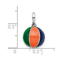 Load image into Gallery viewer, De-Ani Sterling Silver Rhodium-Plated Polished 3D Enameled Beach Ball Pendant
