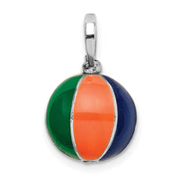 Load image into Gallery viewer, De-Ani Sterling Silver Rhodium-Plated Polished 3D Enameled Beach Ball Pendant
