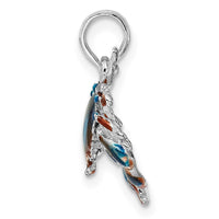 Load image into Gallery viewer, De-Ani Sterling Silver Rhodium-Plated Polished Enameled Blue Stone Crab Pendant
