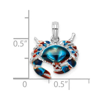 Load image into Gallery viewer, De-Ani Sterling Silver Rhodium-Plated Polished Enameled Blue Stone Crab Pendant

