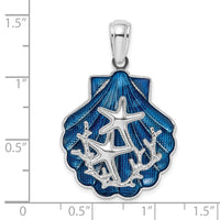Load image into Gallery viewer, De-Ani Sterling Silver Rhodium-Plated Enameled Blue Shell with Starfish Pendant
