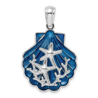 Load image into Gallery viewer, De-Ani Sterling Silver Rhodium-Plated Enameled Blue Shell with Starfish Pendant
