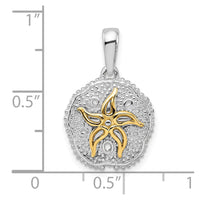 Load image into Gallery viewer, De-Ani Sterling Silver Rhodium-Plated Large Sand Dollar with 14k Starfish Pendant
