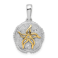 Load image into Gallery viewer, De-Ani Sterling Silver Rhodium-Plated Large Sand Dollar with 14k Starfish Pendant
