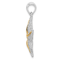 Load image into Gallery viewer, De-Ani Sterling Silver Rhodium-Plated Polished Starfish with 14k Accent Pendant
