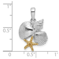 Load image into Gallery viewer, De-Ani Sterling Silver Rhodium-Plated Polished Shells with 14k Starfish Pendant
