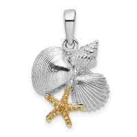 Load image into Gallery viewer, De-Ani Sterling Silver Rhodium-Plated Polished Shells with 14k Starfish Pendant
