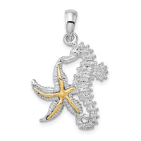 Load image into Gallery viewer, De-Ani Sterling Silver Rhodium-Plated Seahorse Starfish with 14k Pendant
