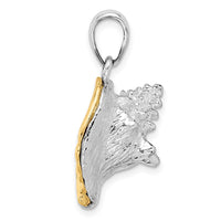 Load image into Gallery viewer, De-Ani Sterling Silver Rhodium-Plated 3D Conch Shell with 14k Accent Pendant
