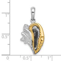 Load image into Gallery viewer, De-Ani Sterling Silver Rhodium-Plated 3D Conch Shell with 14k Accent Pendant
