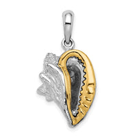 Load image into Gallery viewer, De-Ani Sterling Silver Rhodium-Plated 3D Conch Shell with 14k Accent Pendant
