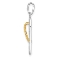 Load image into Gallery viewer, De-Ani Sterling Silver Rhodium-Plated 3D Floral Flip-flop with 14k Straps Pendant
