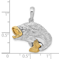 Load image into Gallery viewer, De-Ani Sterling Silver Rhodium-Plated Jumping Bass with 14k Accents Pendant
