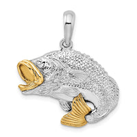 Load image into Gallery viewer, De-Ani Sterling Silver Rhodium-Plated Jumping Bass with 14k Accents Pendant
