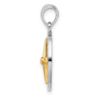 Load image into Gallery viewer, De-Ani Sterling Silver Rhodium-Plated Small Compass with 14k Needle Pendant
