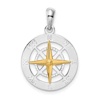 Load image into Gallery viewer, De-Ani Sterling Silver Rhodium-Plated Small Compass with 14k Needle Pendant
