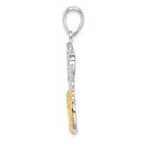 Load image into Gallery viewer, De-Ani Sterling Silver Rhodium-Plated Polished Net with 14k Basketball Pendant
