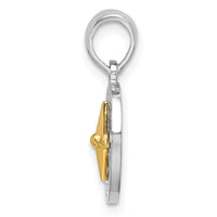 Load image into Gallery viewer, De-Ani Sterling Silver Rhodium-Plated Polished Mini Compass with 14k Needle Pendant
