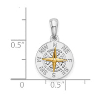 Load image into Gallery viewer, De-Ani Sterling Silver Rhodium-Plated Polished Mini Compass with 14k Needle Pendant
