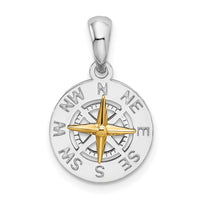 Load image into Gallery viewer, De-Ani Sterling Silver Rhodium-Plated Polished Mini Compass with 14k Needle Pendant
