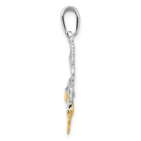 Load image into Gallery viewer, De-Ani Sterling Silver Rhodium-Plated Polished Sailfish with 14k Accents Pendant
