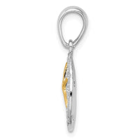 Load image into Gallery viewer, De-Ani Sterling Silver Rhodium-Plated Textured Sand Dollar with 14k Starfish Pendant
