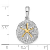 Load image into Gallery viewer, De-Ani Sterling Silver Rhodium-Plated Textured Sand Dollar with 14k Starfish Pendant
