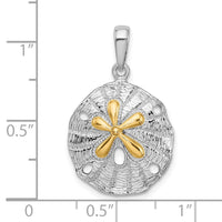 Load image into Gallery viewer, De-Ani Sterling Silver Rhodium-Plated Textured Sand Dollar with 14k Accent Pendant
