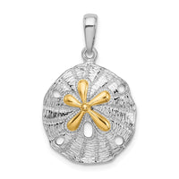 Load image into Gallery viewer, De-Ani Sterling Silver Rhodium-Plated Textured Sand Dollar with 14k Accent Pendant
