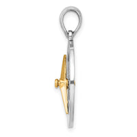 Load image into Gallery viewer, De-Ani Sterling Silver Rhodium-Plated Enameled Compass with 14k Moving Needle Pendant
