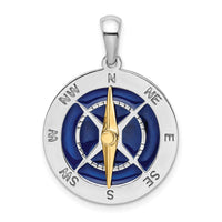 Load image into Gallery viewer, De-Ani Sterling Silver Rhodium-Plated Enameled Compass with 14k Moving Needle Pendant
