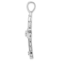 Load image into Gallery viewer, Sterling Silver Rhodium-plated Polished CZ Ankh Cross Pendant
