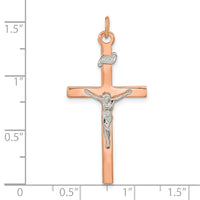Load image into Gallery viewer, Sterling Silver Rose Gold-plated INRI Crucifix Cross Pendant
