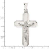 Load image into Gallery viewer, Sterling Silver Polished w/Side Lines Large Crucifix Pendant

