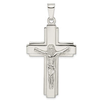 Load image into Gallery viewer, Sterling Silver Polished w/Side Lines Large Crucifix Pendant
