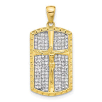 Load image into Gallery viewer, Sterling Silver Rhodium-plated and Gold-tone CZ Cross Crucifix Pendant
