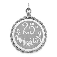 Load image into Gallery viewer, Sterling Silver Rhodium-plated 25th Anniversary Disc Charm
