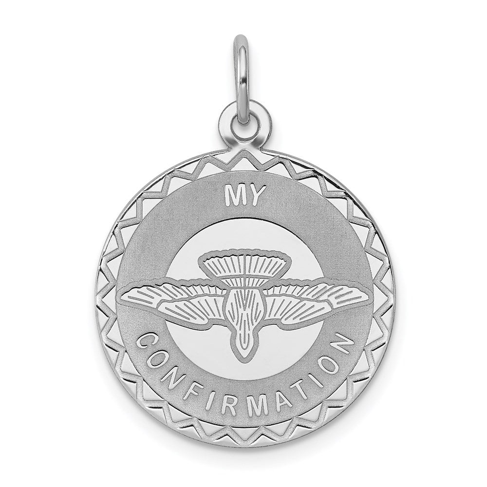 Sterling Silver Rhodium-plated My Confirmation Disc Charm
