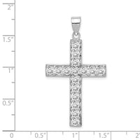 Load image into Gallery viewer, Sterling Silver Rhodium-plated CZ Latin Cross Pendant
