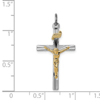 Load image into Gallery viewer, Sterling Silver Rhodium-plated &amp; Vermeil INRI Crucifix Charm
