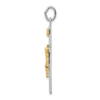 Load image into Gallery viewer, Sterling Silver Rhodium-plated &amp; 18k Gold-plated INRI Crucifix Charm
