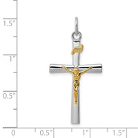Load image into Gallery viewer, Sterling Silver Rhodium-plated &amp; 18k Gold-plated INRI Crucifix Charm
