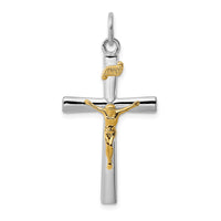 Load image into Gallery viewer, Sterling Silver Rhodium-plated &amp; 18k Gold-plated INRI Crucifix Charm
