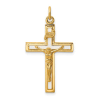 Load image into Gallery viewer, Sterling Silver Enamel w/Yellow Vermeil INRI Crucifix Charm
